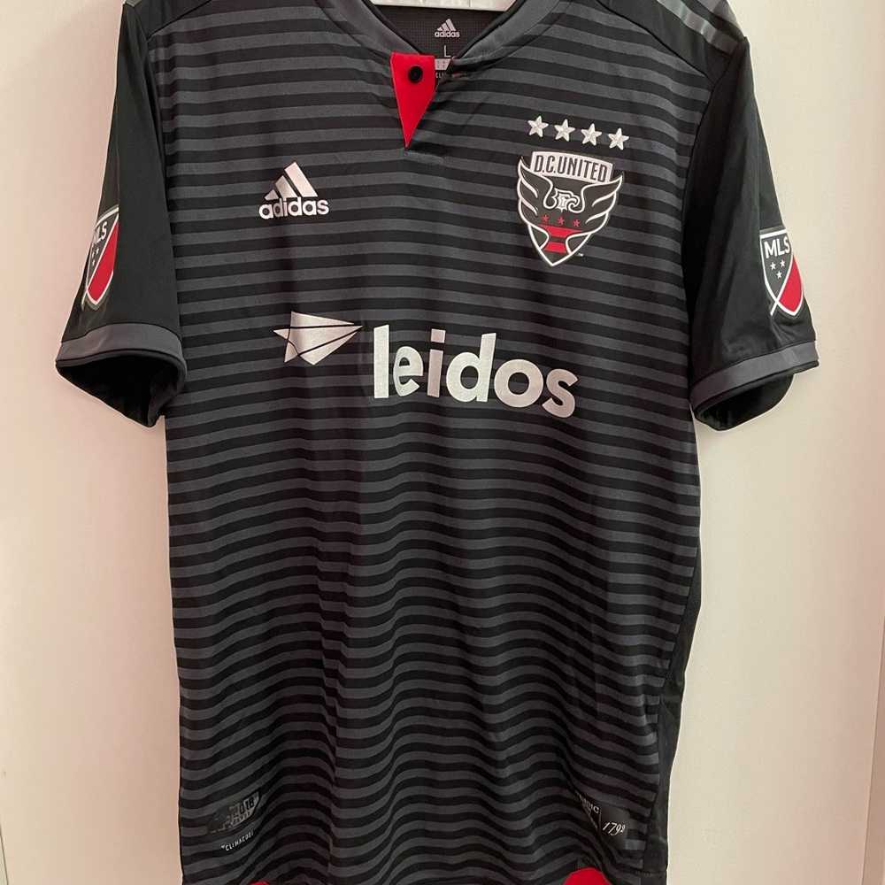 Adidas Authentic DC United MLSBlack and Red Soccer Jersey